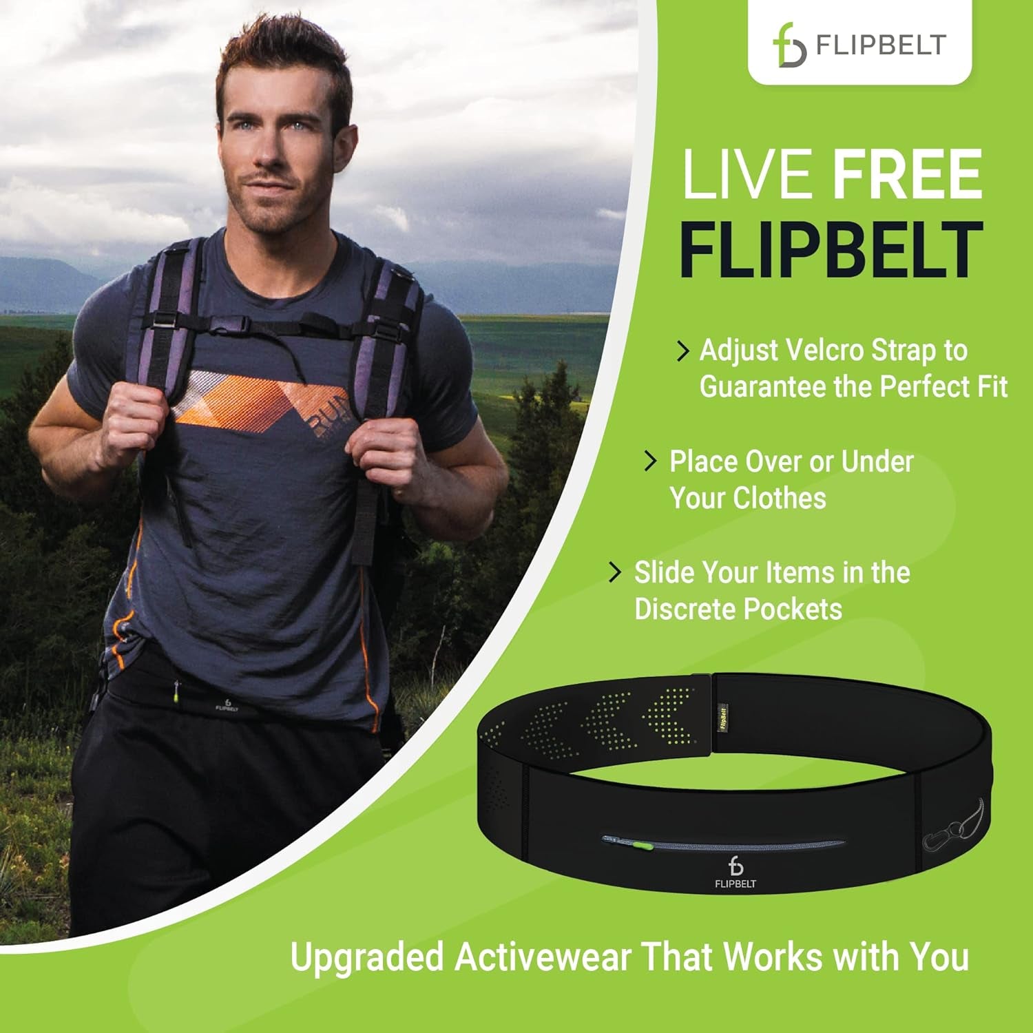 Flipbelt running pack with phone and keys storage demonstration