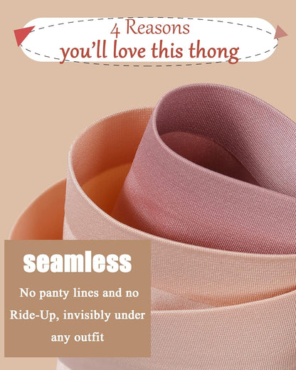 FINETOO pink seamless thong panty for invisible wear under clothing