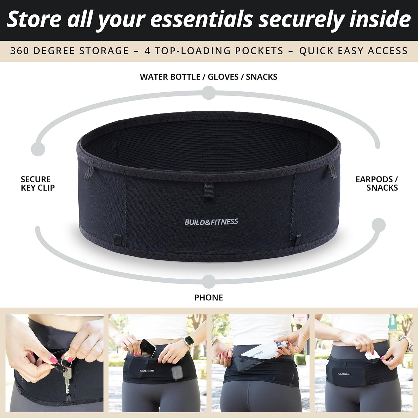 Top-access pocket detail holding smartphone