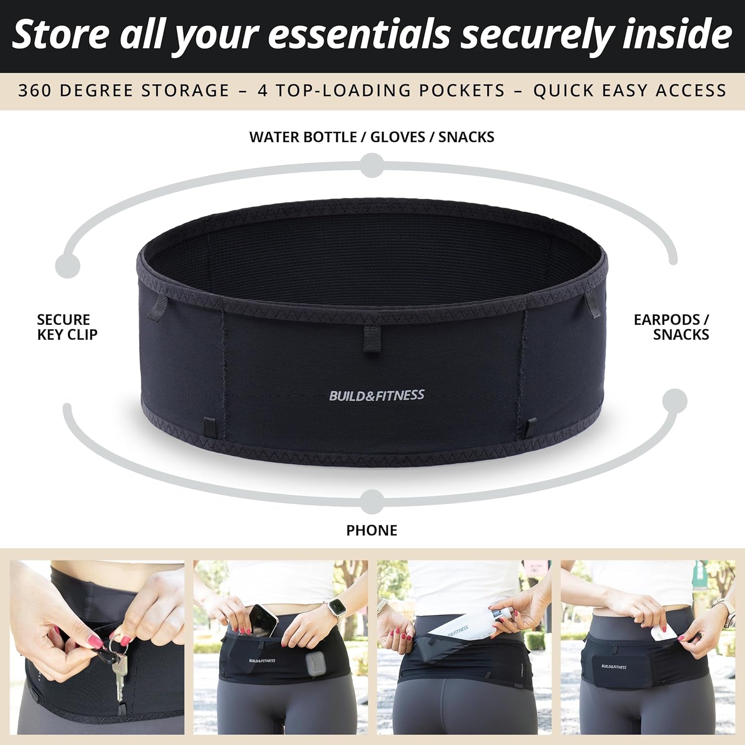 Top-access pocket detail holding smartphone