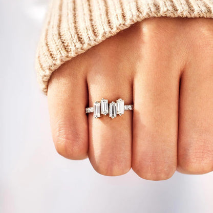Self-love inspirational ring worn on woman's hand showing stone placement