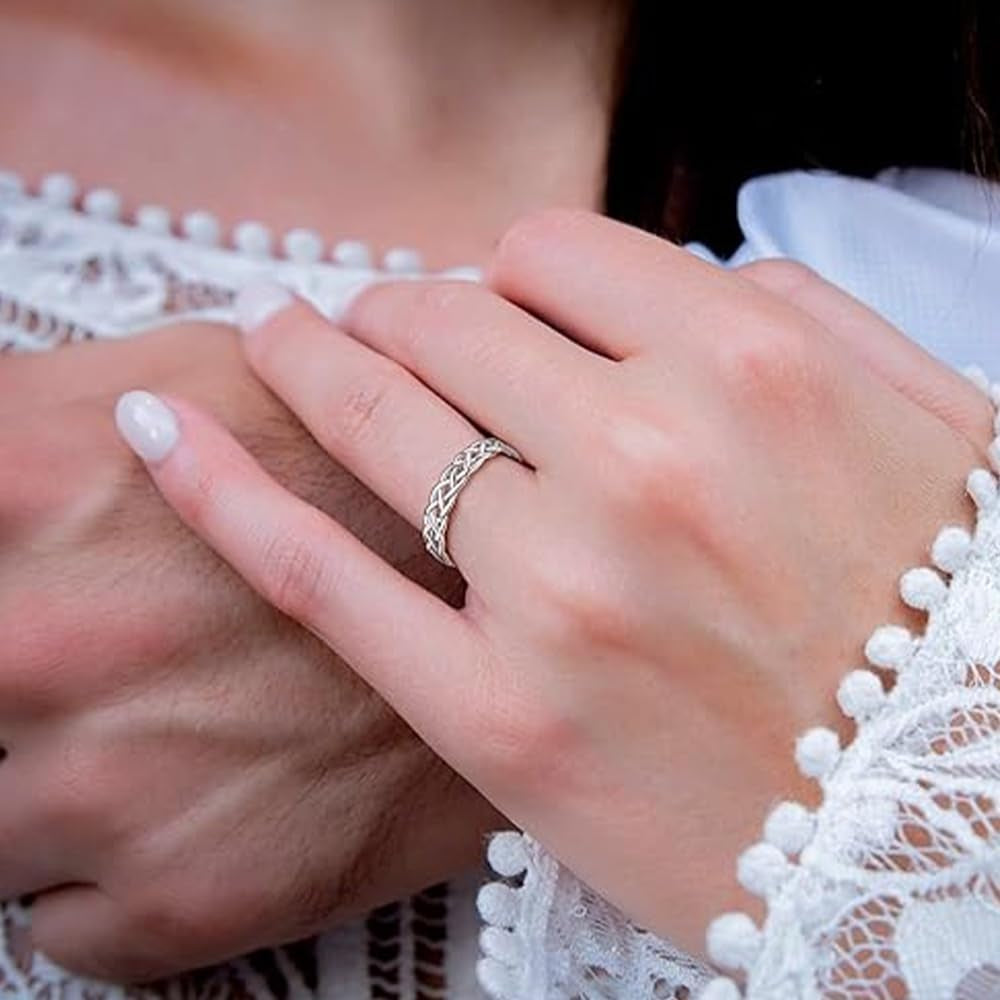 Black Celtic knot eternity band ring in all available sizes