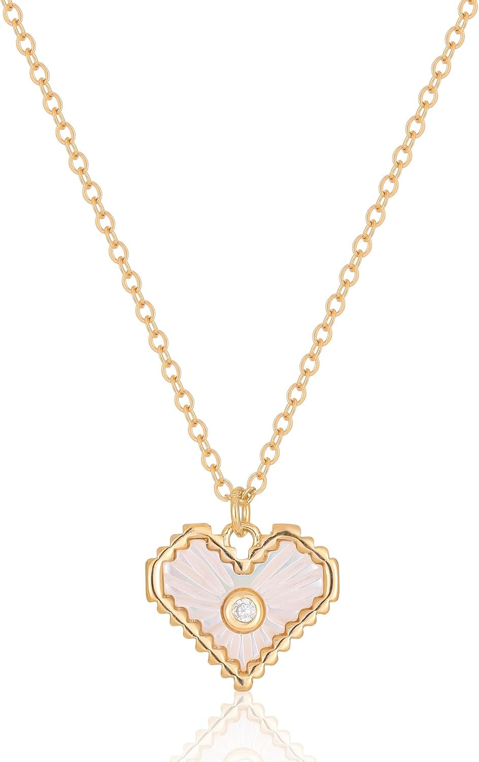 Clover Necklace for Women - 14K Gold Plated Mother of Pearl Four Leaf CZ Pendant Necklace Lucky Charm Jewelry Gifts for Women