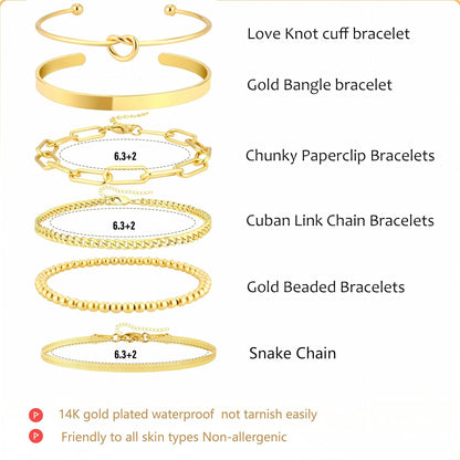 Gold filled snake chain and paperclip style bangles