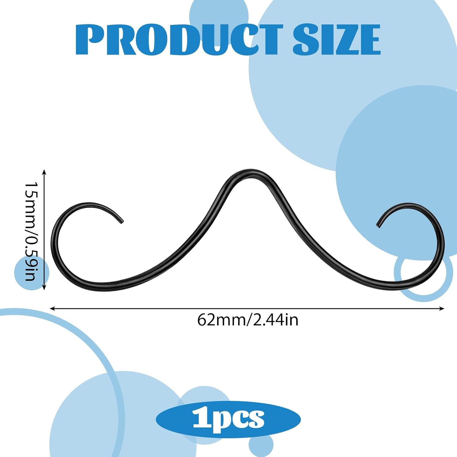 Mustache Septum Ring Black Septum Mustache Nose Ring Piercing Jewelry Surgical Steel Septum Piercing Hanger(16/14G)