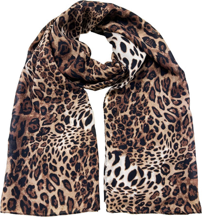 Womens Leopard Print Shawl Scarf - Lightweight Wrap Scarves Shawl Cheetah Scarves for Spring Summer Season