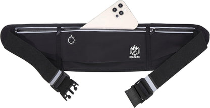 Close-up of phone holder pocket and quick-access storage on runners belt