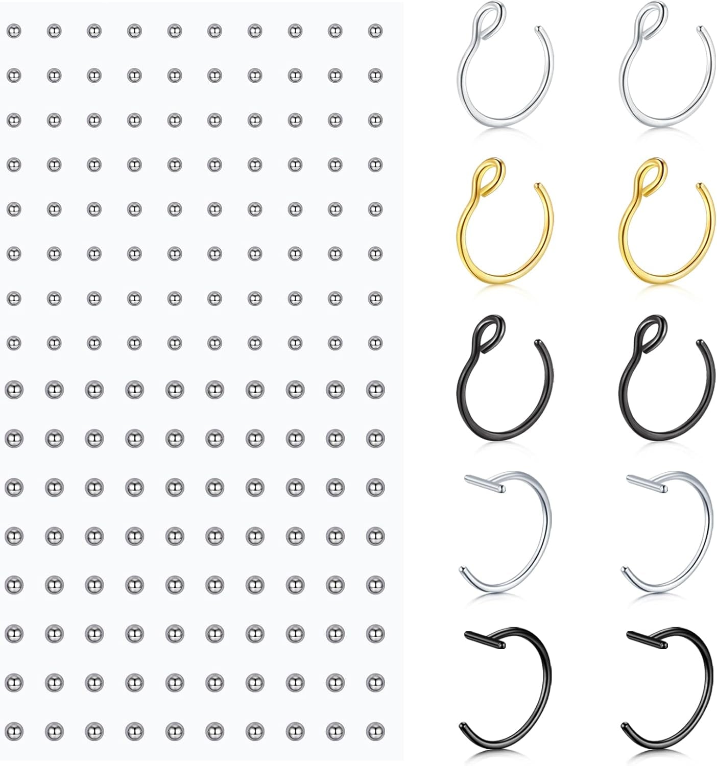 QWALIT Fake Lip Piercing Fake Lip Ring Fake Nose Ring Fake Snake Bites Fake Nose Piercing Faux Lip Rings Fake Snake Bite Piercing Clip Lip Ring Ear Cuff Earrings