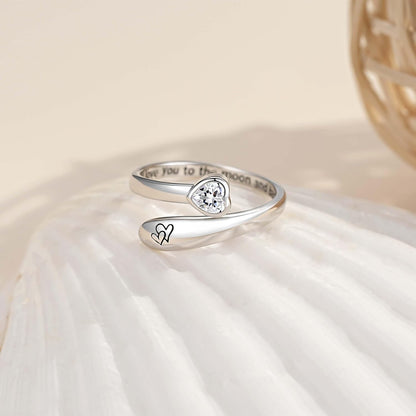 925 Sterling Silver Just Breathe Ring for Women Adjustable Heart Ring Personality Inspirational Jewelry Gifts