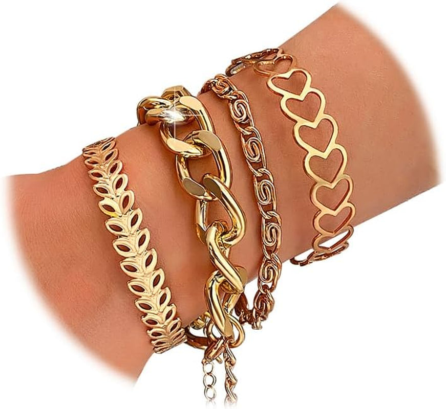 KISS WIFE Golden Bangles for Women, Adjustable Bangle Bracelets, Multi Layer Open Stackable Cuff Bracelet Set, Fashion Accessories Jewelry Gifts for Women