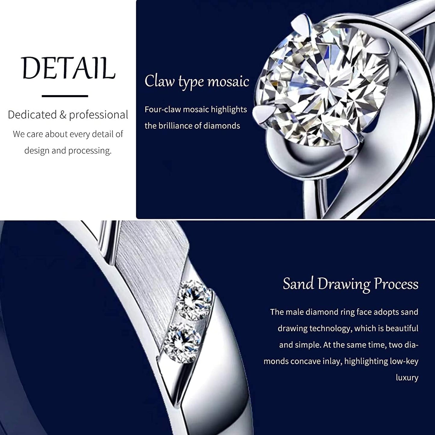 Sunamy Endless Love Matching Couple Rings for Him and Her Set, Adjustable S925 Silver Romantic Heart Design, Engagement Ring