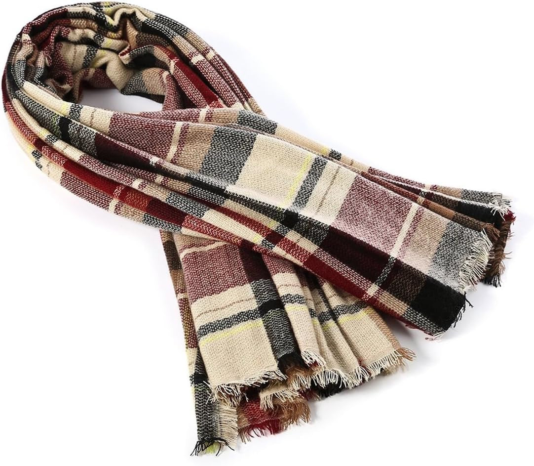 American Trends Womens Fall Winter Scarf Plaid Tassel Soft Warm Blanket Scarves Womens Shawl Wraps