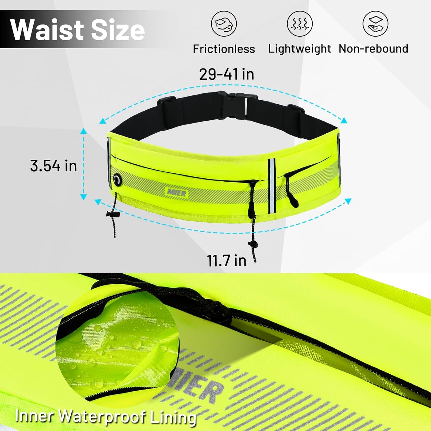 Female runner wearing neon yellow MIER fanny pack during outdoor morning jog