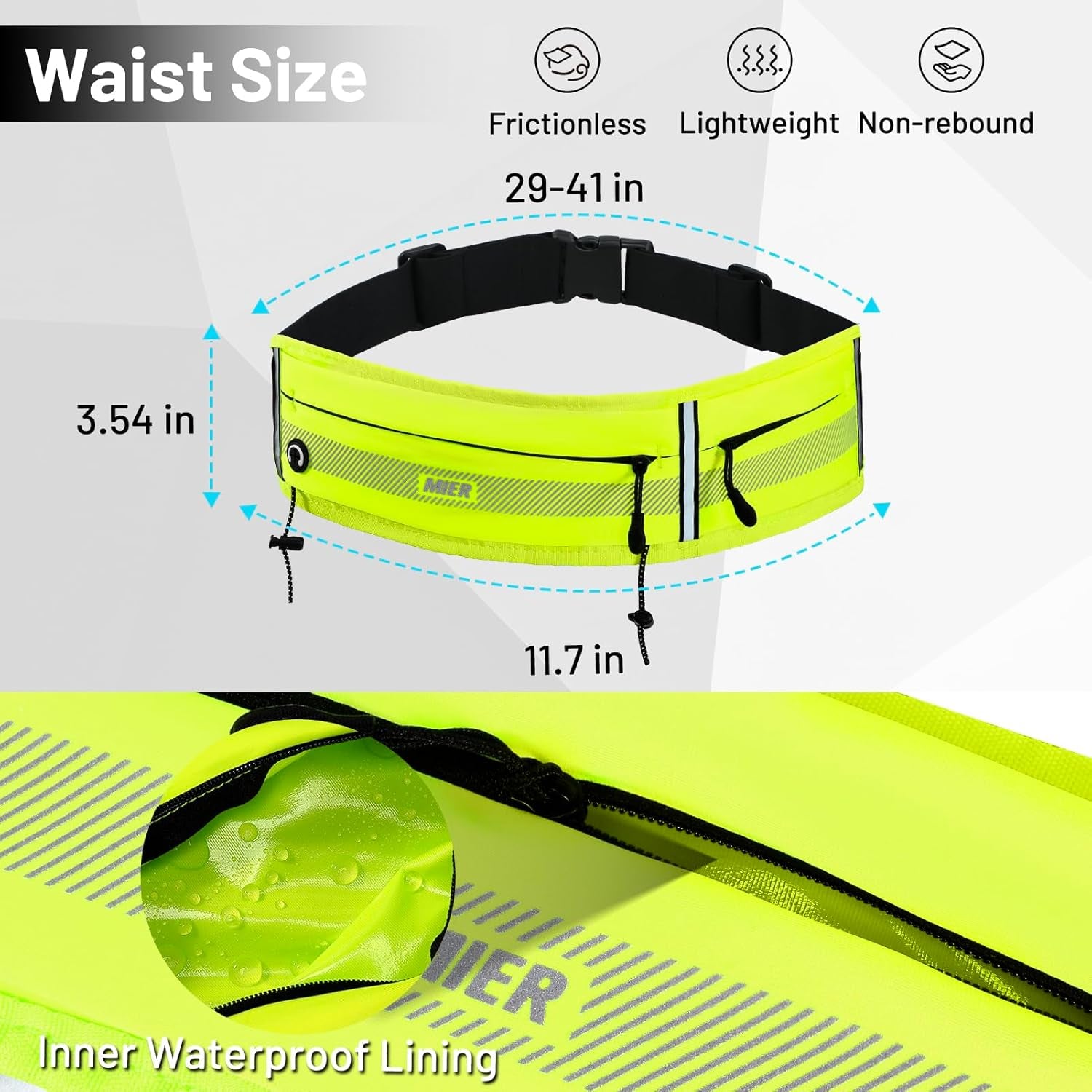 Female runner wearing neon yellow MIER fanny pack during outdoor morning jog