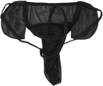 Blue elephant print men's T-back thong underwear with comfortable fit