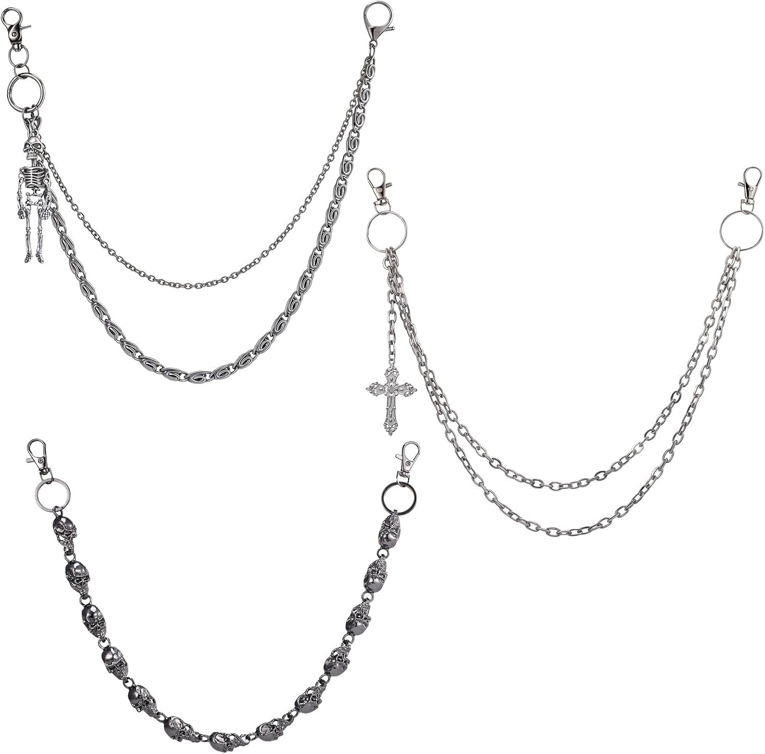 2 Pcs Star Chain Belt for Women, Adjustable Y2K Metal Waist Belt - Punk Body Belt for Dresses, Jeans & Rave