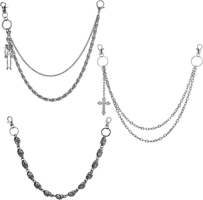 2 Pcs Star Chain Belt for Women, Adjustable Y2K Metal Waist Belt - Punk Body Belt for Dresses, Jeans & Rave