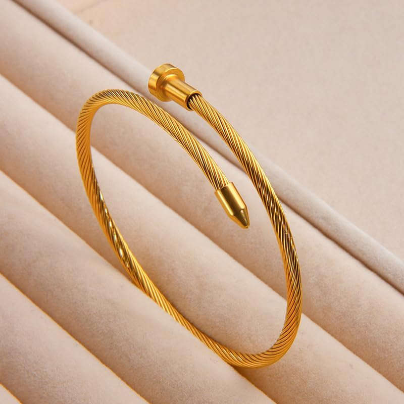 Gold Bracelets for Women-4Pcs/3Pcs,18K Gold Plated Bangle Tennis Bracelets Stack Set for Women Trendy Non Tarnish Stainless Steel Gold Bangles Accessories Designer Jewelry
