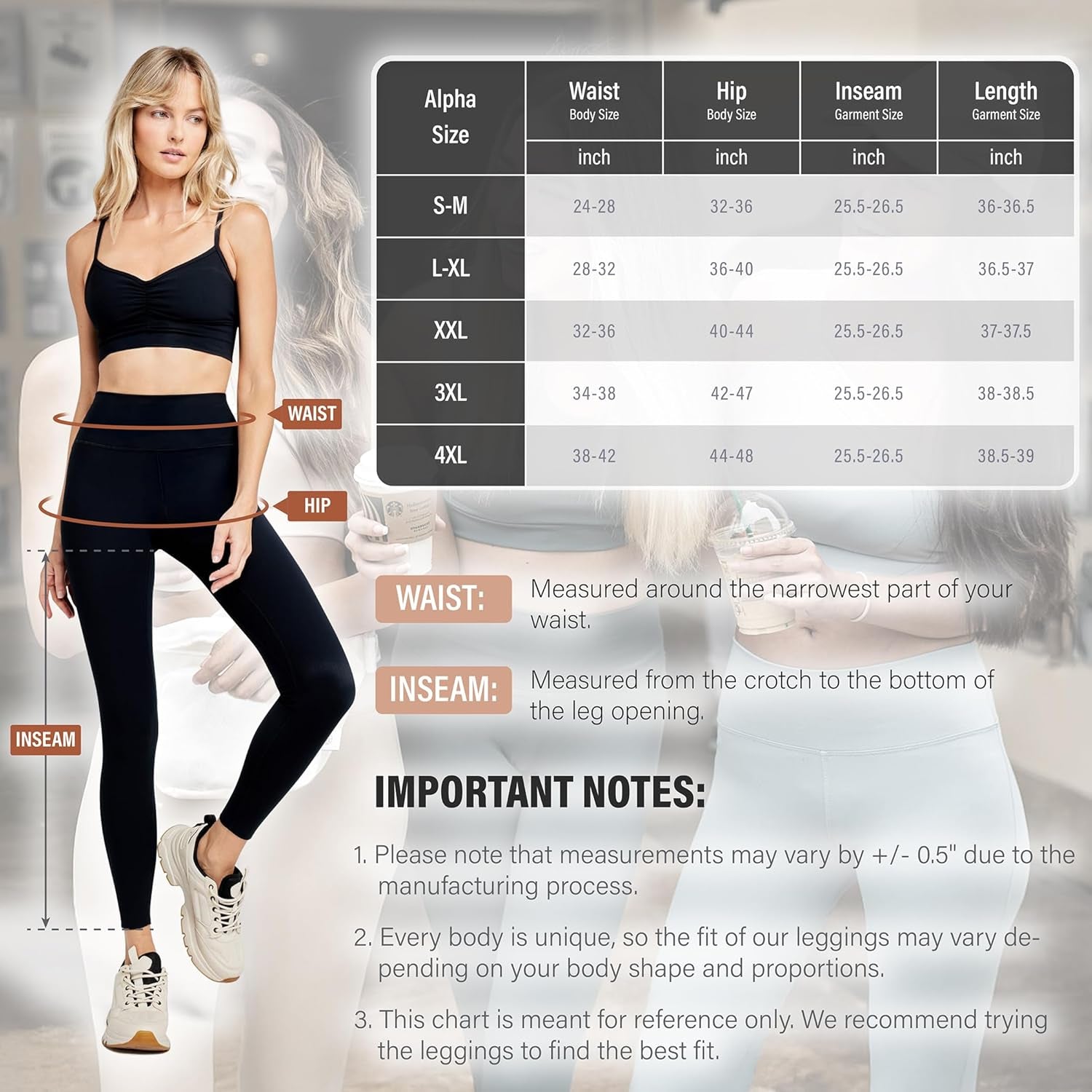 Women's control leggings full length view on model