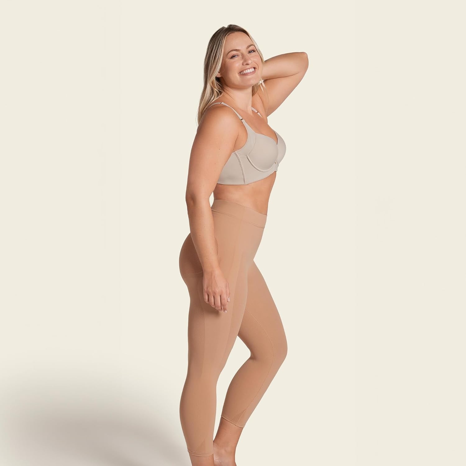 Before and after comparison wearing Leonisa shapewear body shaper