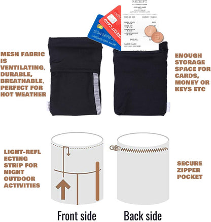 Thick neoprene wrist phone holder with open storage pocket