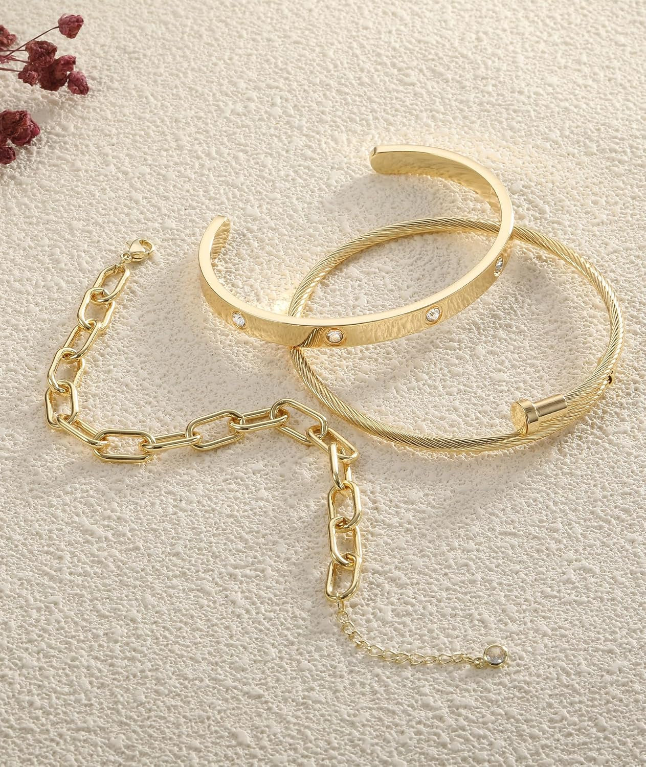 ZOERAY Silver Gold Bangle Bracelets for Women Non Tarnish 14K Gold Plated Stackable Cuff Bracelets for Women Trendy Cubic Zirconia Stainless Steel Chunky Bracelet Stack Set Waterproof Jewelry Gifts