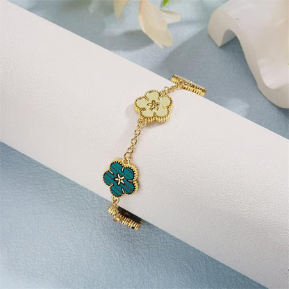 Four Leaf Clover Bracelet for Women Lucky 18K Gold Plated Stackable Jewelry Gift for Women Birthday Gifts for Girlfriend