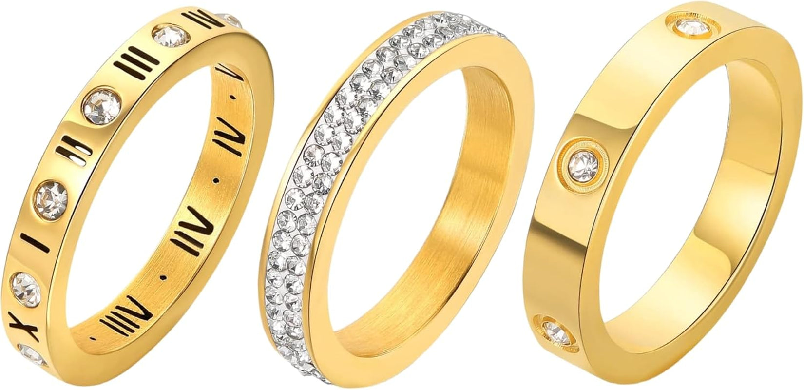 Gold plated cubic zirconia rings in luxurious presentation box