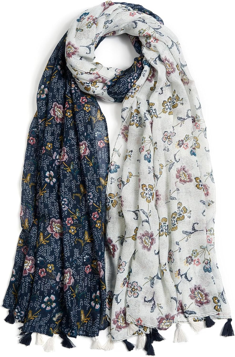 Scarf for Women Lightweight Soft Floral Leopard Printed Scarves Fall Winter Fashion Shawl Wrap with Fringe