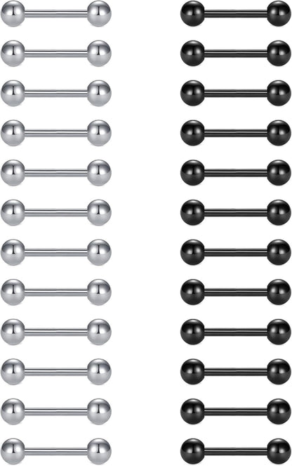 VCMART 12Mm-18Mm 14G Tongue Rings Nipple Straight Barbells Surgical Steel Body Piercing Jewelry