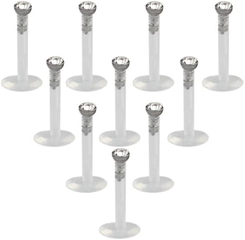 Ruifan 16G Clear UV Flexible Acrylic 2Mm CZ Gem Labret Monroe Lip Ring Tragus Helix Cartilage Earring Stud Barbell Body Piercing Jewelry