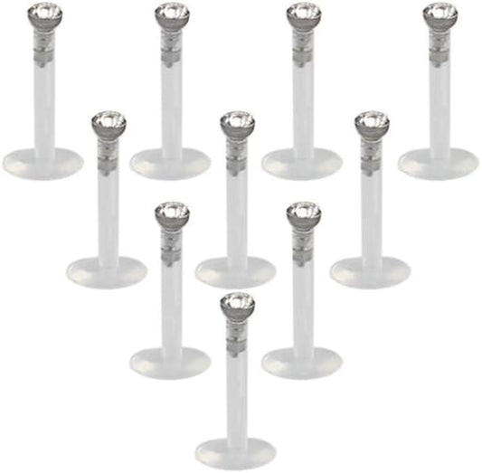 Ruifan 16G Clear UV Flexible Acrylic 2Mm CZ Gem Labret Monroe Lip Ring Tragus Helix Cartilage Earring Stud Barbell Body Piercing Jewelry