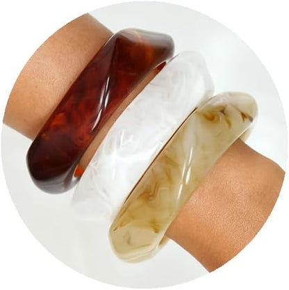 Chunky Acrylic Bangle Bracelets Set for Women Colorful Statement Resin Bangles Bracelets Trendy Jewelry