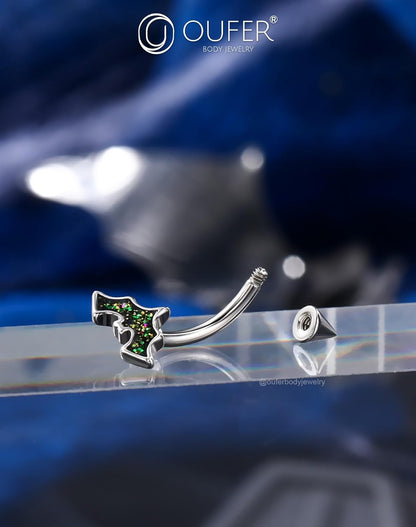 OUFER Bat Halloween Rook Piercing Jewelry, 316L Surgical Steel Eyebrow Piercing Jewelry, Multicolor Glitter Rook Earrings for Women, Hypoallergenic Eyebrow Rings, 16G 8Mm Curved Barbell