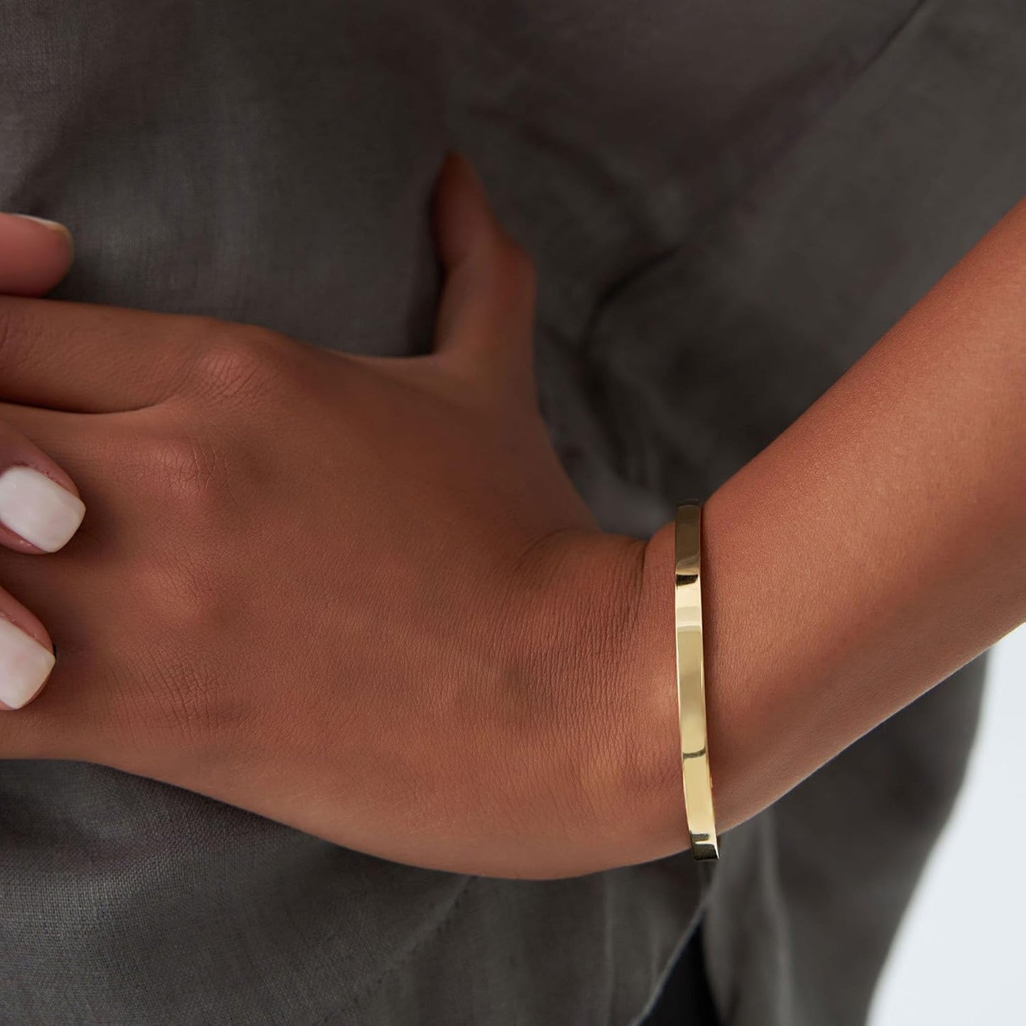 Gold Bangle Bracelets for Women, Trendy Dainty 14K Gold Plated Oval Bangles Stocking Stuffers for Women, Stackable Friendship Bracelets Love Bangle Christmas Birthday Gifts