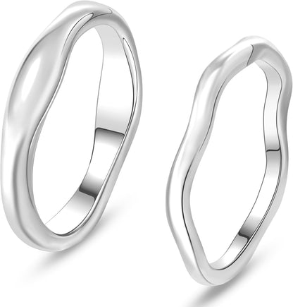 Stackable Gold Rings for Women Non Tarnish, Dainty 14K Gold Plated Chunky Stacking Rings Trendy Statement Pinky Thumb Rings Engagement Eternity Wedding Band Ring Stacking Gold Jewelry Size 4 5 6 7 8 9 10 11