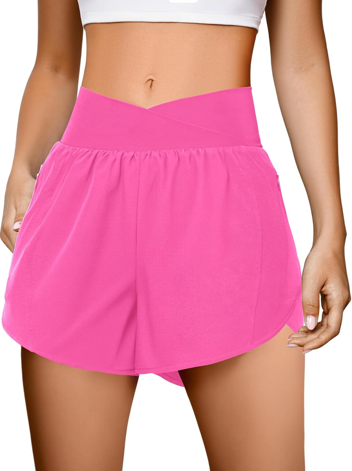 Spandex compression shorts under crossover layer