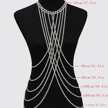 Bounzhi Harness Body Chain Bra Crossover Sexy Body Jewelry Bikini Chains Necklace for Women