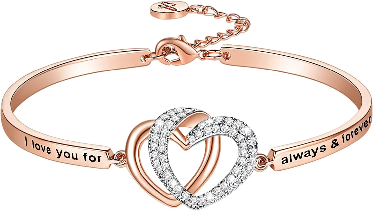 Women wearing I Love You bangle bracelet styling