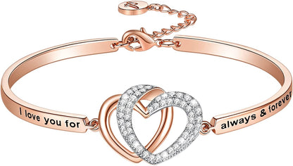 Women wearing I Love You bangle bracelet styling