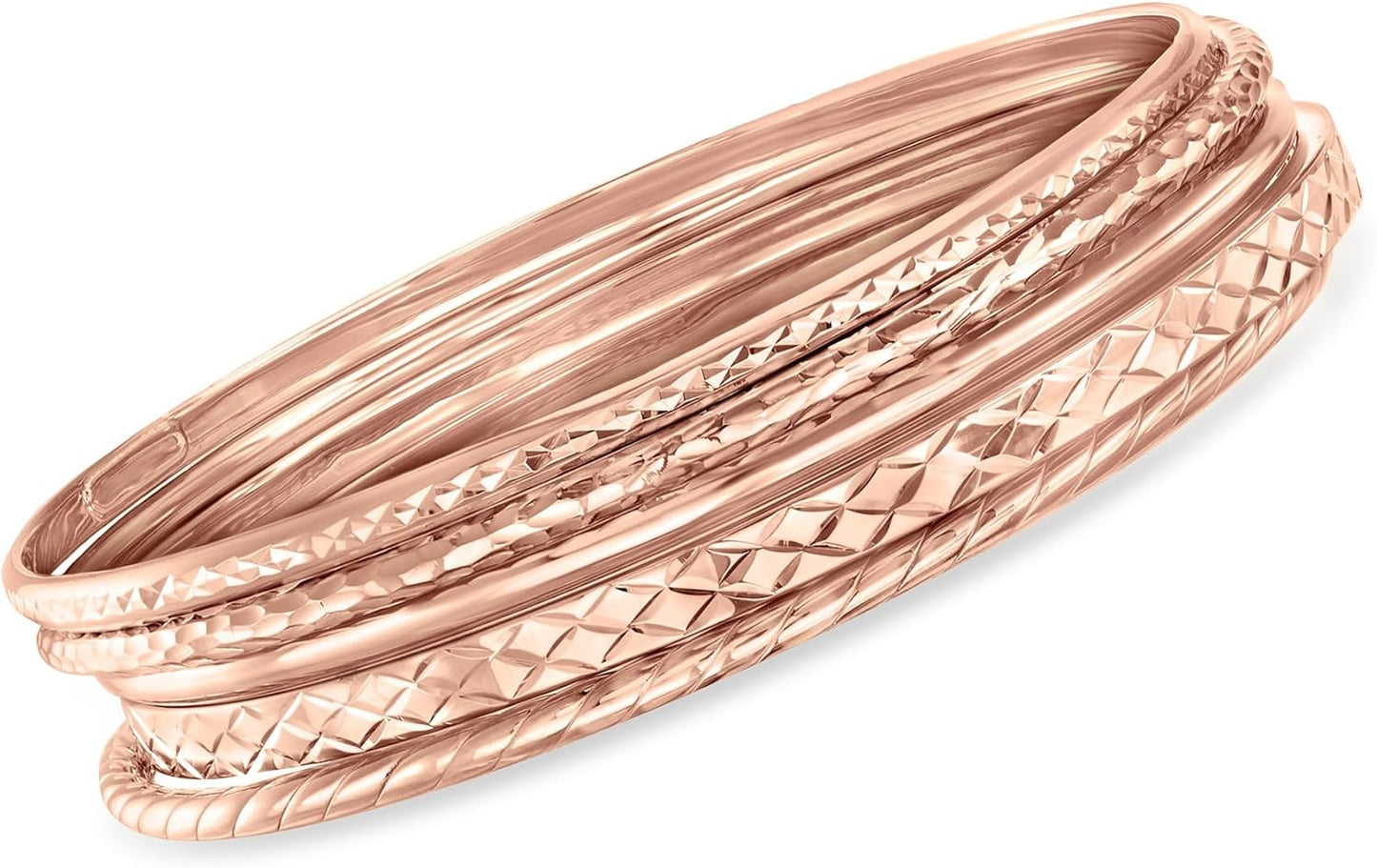 Ross-Simons 18Kt Gold over Sterling Jewelry Set: 5 Textured Bangle Bracelets