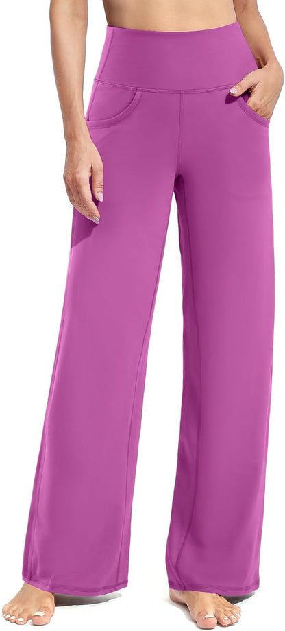 Promover Wide Leg Pants Woman Yoga Pants with Pockets Stretch Loose Casual Lounge Sweatpants Petite/Regular/Tall