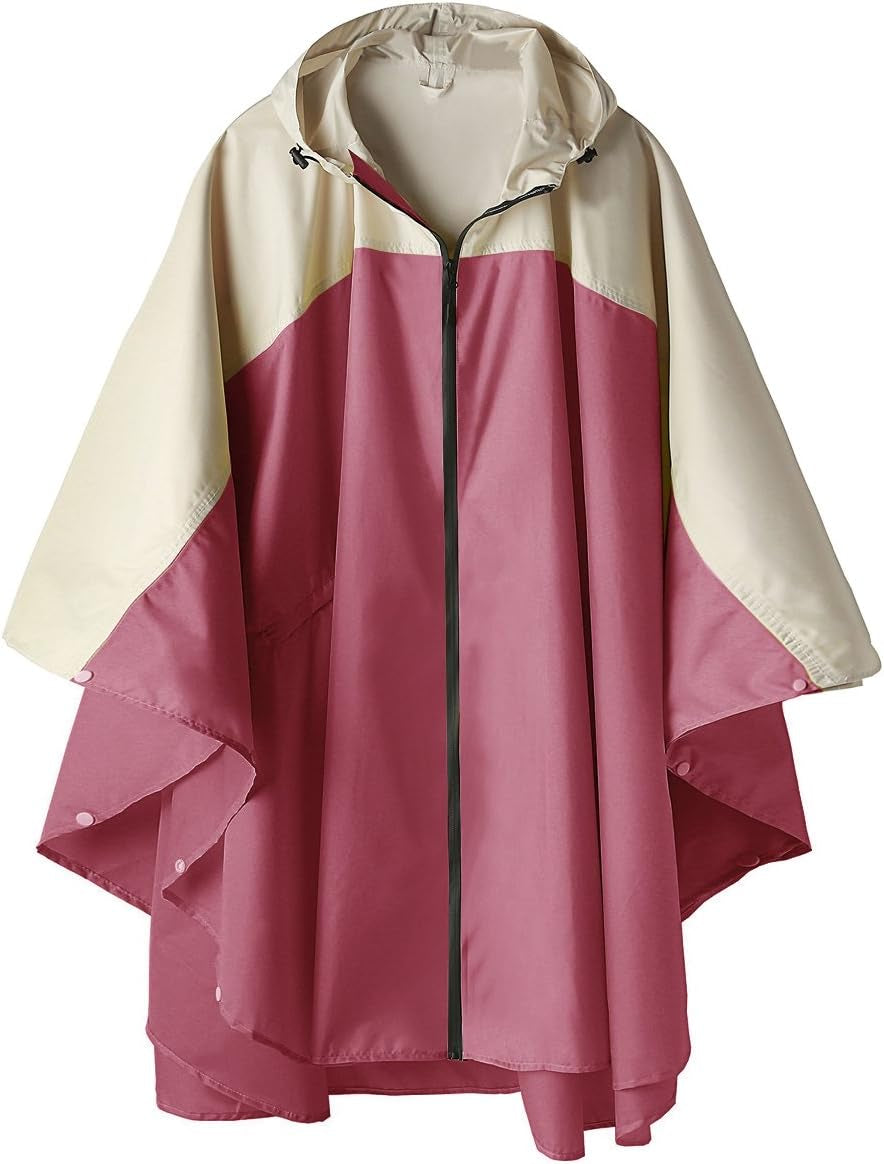 Saphirose Unisex Rain Poncho Waterproof Raincoat Hooded for Adults Women with Pockets