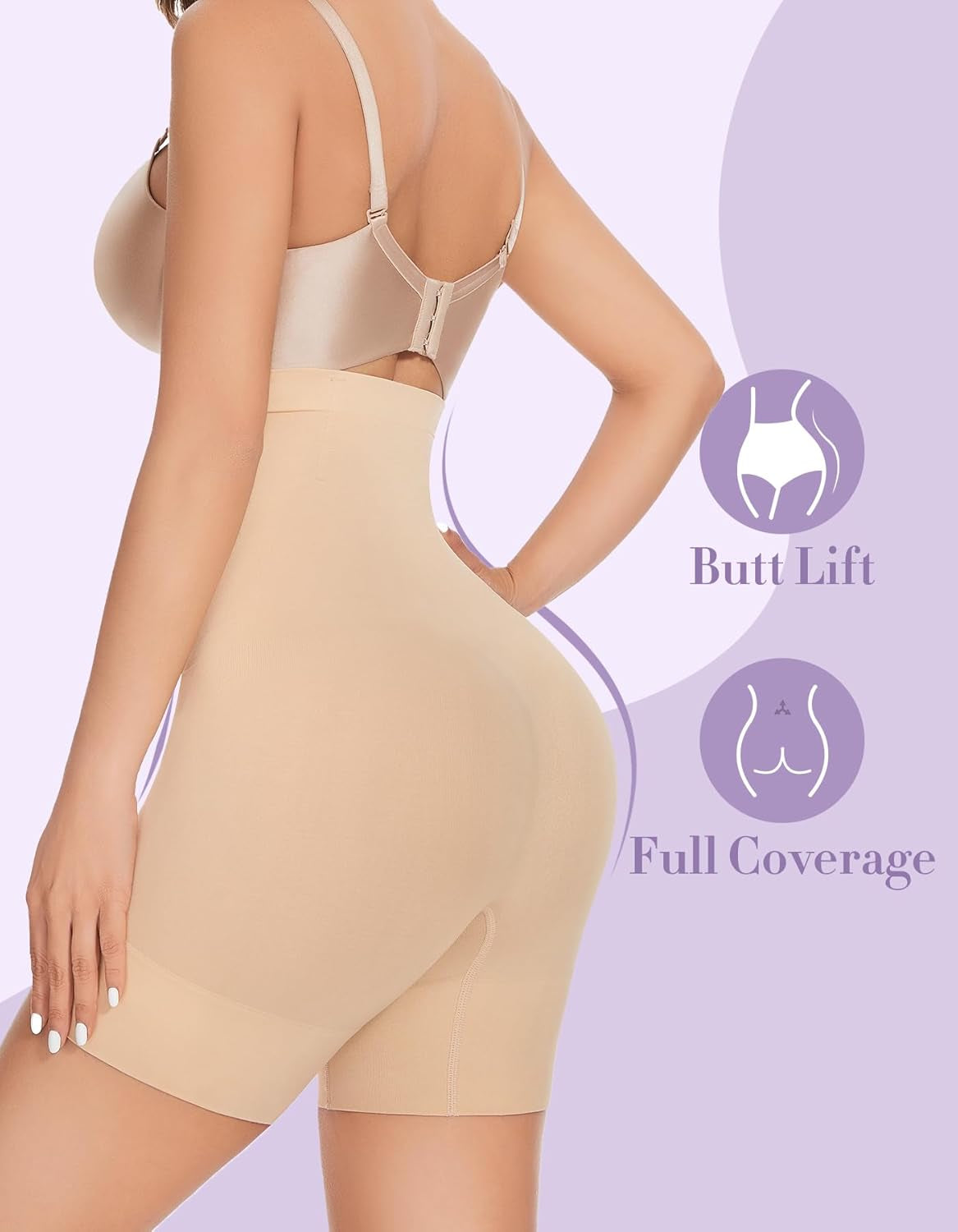 Thigh slimming girdle shorts with smoothing fabric panels