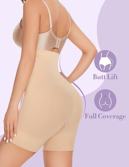 Thigh slimming girdle shorts with smoothing fabric panels