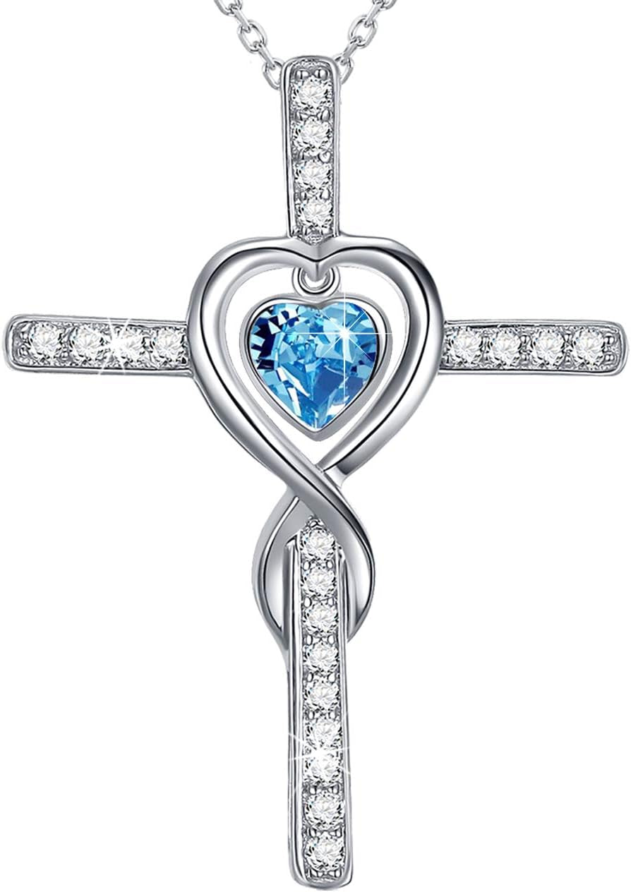 Dorella Love Infinity Christmas Jewelry for Women Birthday Gifts Wife Mom December January Birthstones Blue Topaz Garnet and More Stones Jewelry 925 Sterling Silver