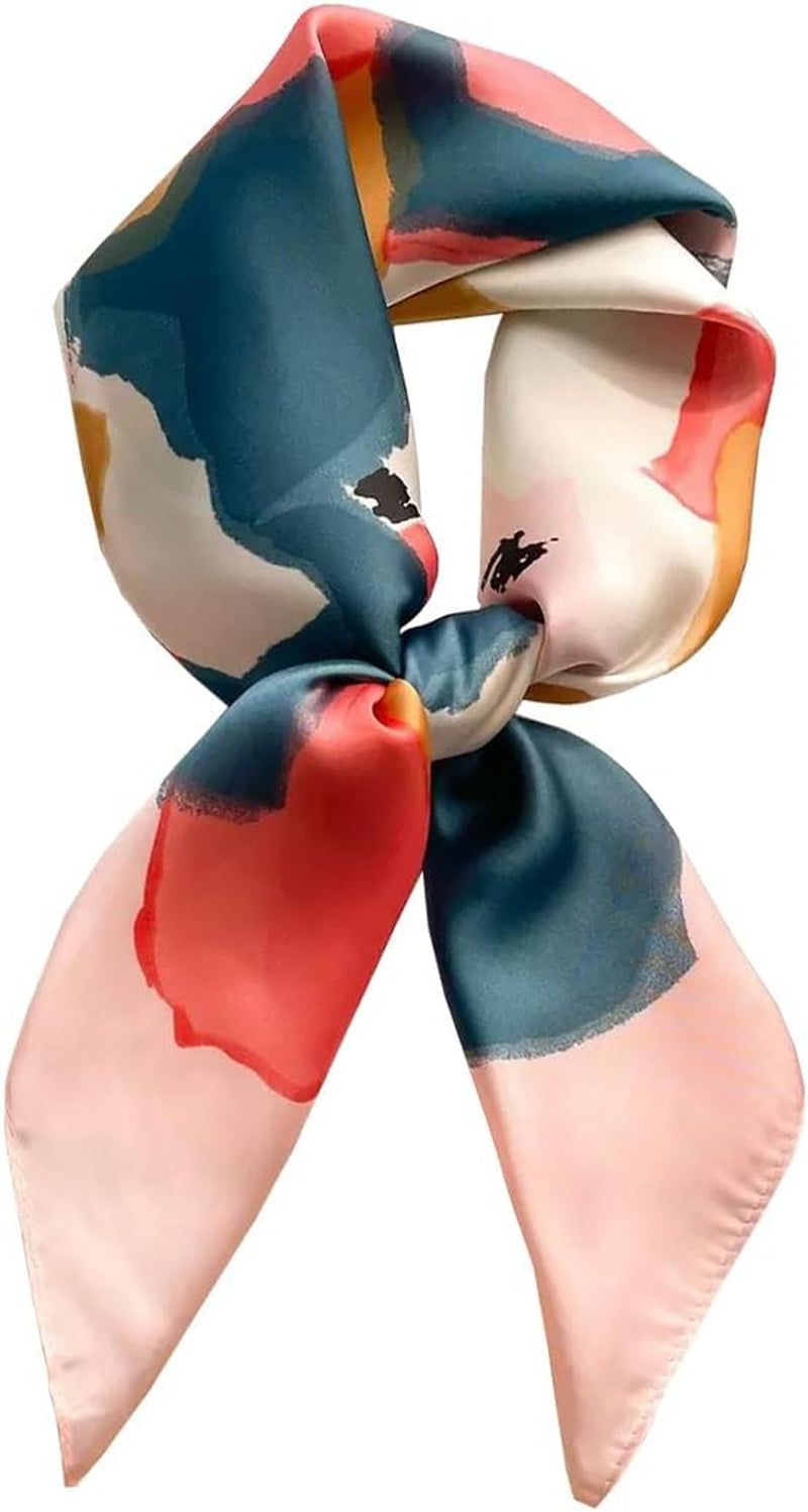 ANDANTINO 100% Mulberry Silk Square Scarf for Hair-25.6" X25.6'' Women Men Natural Silk Neckerchief Digital Printed Headscarf