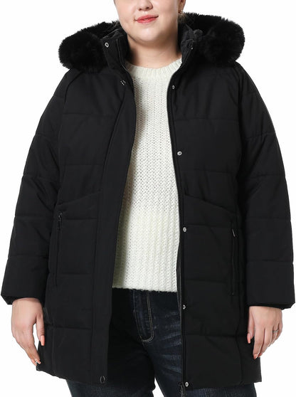 Detachable hooded parka feature on women's winter coat