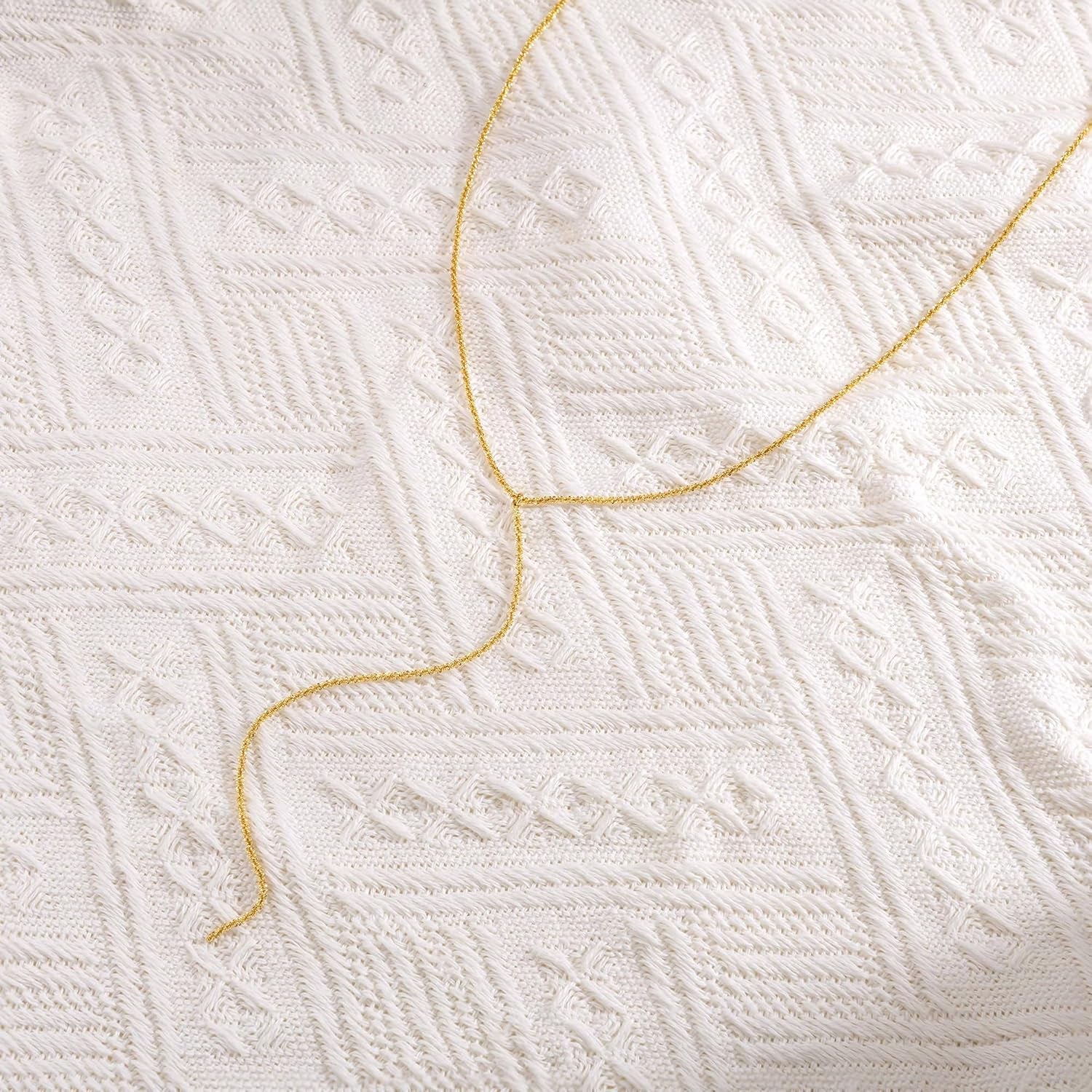 Gold and Silver Plated Layered Long Necklace for Women, Statement Y Body Chain, Sexy Dangle Drop Beach Boho Bolo Cleavage Necklace for Vacation or Prom