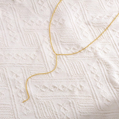 Gold and Silver Plated Layered Long Necklace for Women, Statement Y Body Chain, Sexy Dangle Drop Beach Boho Bolo Cleavage Necklace for Vacation or Prom